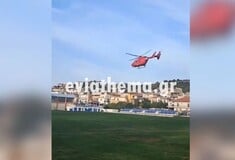 Εύβοια: Στην Αθήνα ο τραυματίας πυροσβέστης - Η στιγμή που τον παραλαμβάνει ελικόπτερο