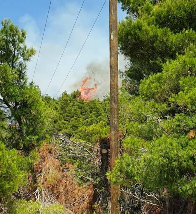 Φωτιά στη Λευκάδα- Ανάμεσα από Πόρτο Κατσίκι και Εγκρεμνούς