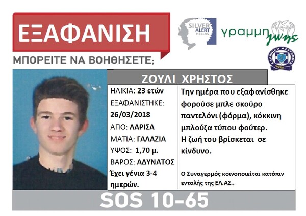 «Θρίλερ» με την εξαφάνιση 23χρονου στη Λάρισα