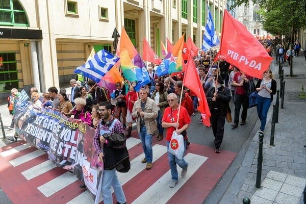 Διαδήλωση αλληλεγγύης προς την Ελλάδα στις Βρυξέλλες