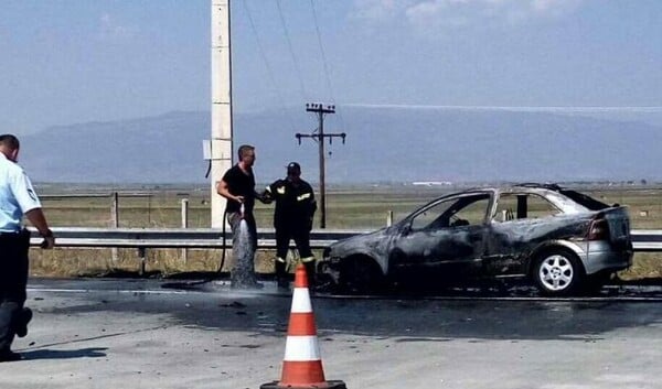 Απανθρακώθηκε οδηγός μέσα στο φλεγόμενο αυτοκίνητό του έξω από τη Θεσσαλονίκη