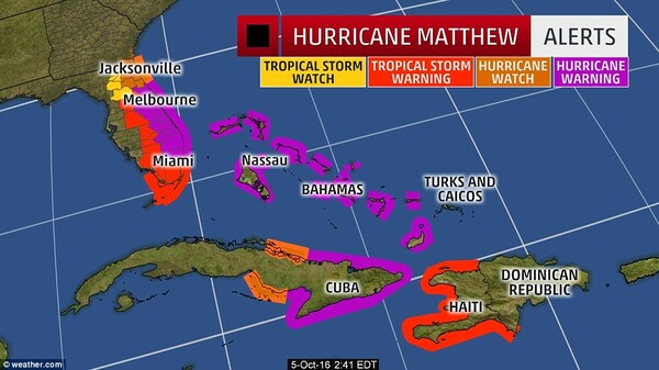 Ο τυφώνας Μάθιου τρέπει τους Αμερικανούς σε φυγή από τα παράλια και σε συγκέντρωση ειδών πρώτης ανάγκης