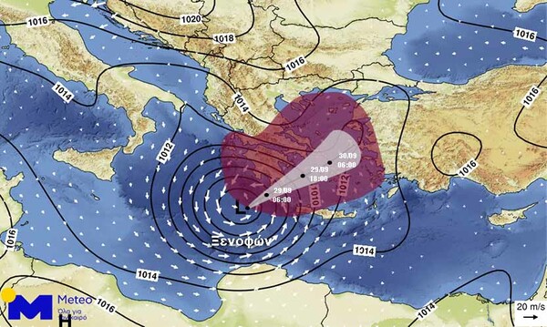 Η πορεία του κυκλώνα «Ξενοφών»: Οι τελευταίες προβλέψεις του Εθνικού Αστεροσκοπείου