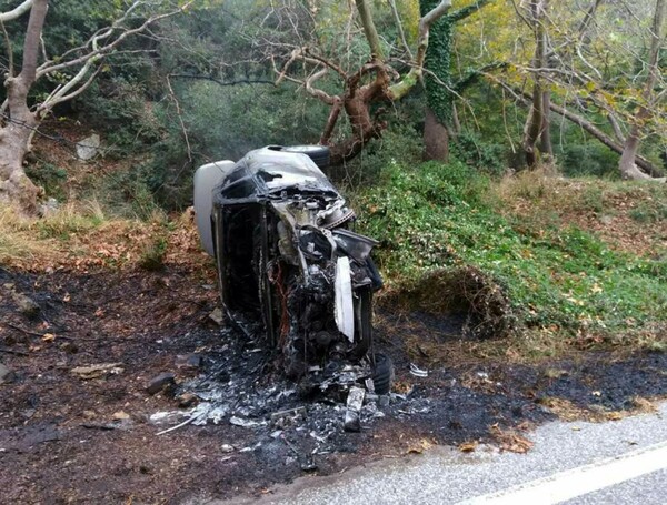 Καβάλα: Δεύτερο τροχαίο με μετανάστες- Το όχημα ανετράπη και πήρε φωτιά μετά από καταδίωξη της ΕΛΑΣ