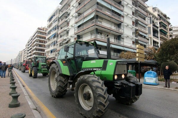 Τα τρακτέρ στο κέντρο της Θεσσαλονίκης