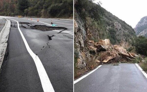 Κατολισθήσεις και καθιζήσεις δρόμων στη Μεσσηνία από την κακοκαιρία