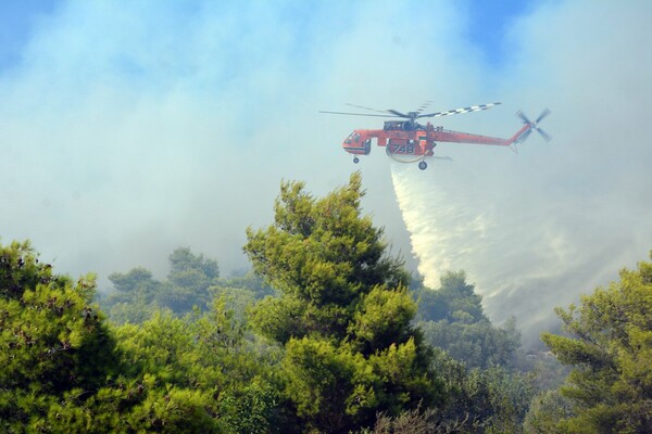 Φωτιά κοντά σε χωριό στο Ηράκλειο Κρήτης