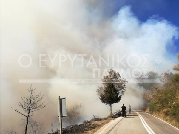 Ανεξέλεγκτη καίει μεγάλη πυρκαγιά στο Καρπενήσι-Απειλεί σπίτια και ξενοδοχεία