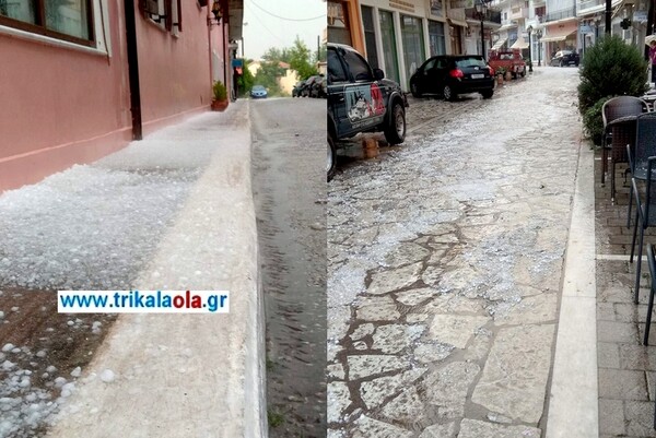 Ισχυρή χαλαζόπτωση έπληξε περιοχές των νομών Τρικάλων και Καρδίτσας