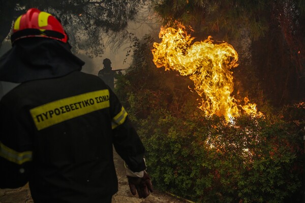 Η μάχη των πυροσβεστών με τις φλόγες στην Κινέτα - Συγκλονιστικές εικόνες