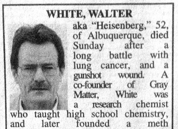 Νεκρολογία για τον Walter White σε εφημερίδα του Αλμπουκέρκι!