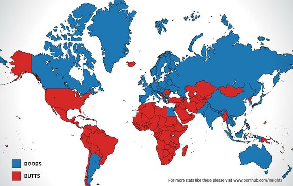 Το αγαπημένο σημείο του σώματος κάθε χώρας, στα πορνό