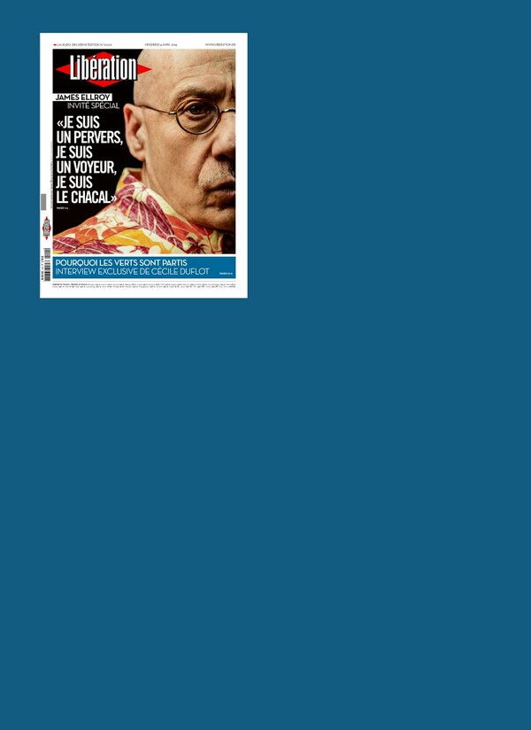 Ο συγγραφέας James Ellroy στα γραφεία της εφημερίδας Libération.