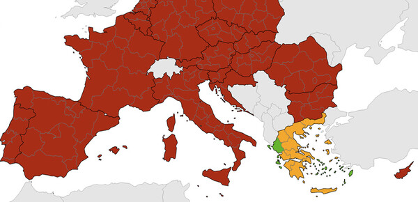 ECDC: Ο χάρτης του κορωνοϊού στην Ευρώπη- Τι δείχνουν τα στοιχεία για την Ελλάδα