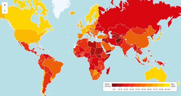 Στην 80η θέση η Ελλάδα στην κατάταξη 177 χωρών στον δείκτη αντίληψης διαφθοράς
