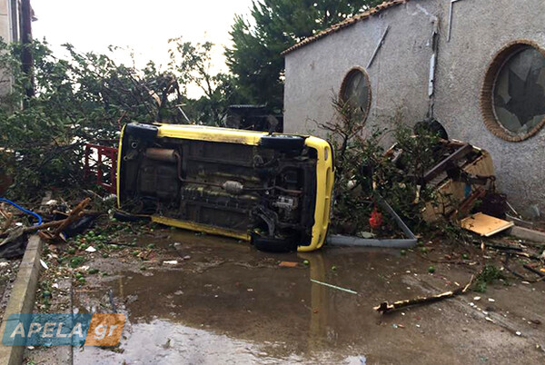 Ανεμοστρόβιλος αναποδογύρισε ι.χ. στη Λακωνία