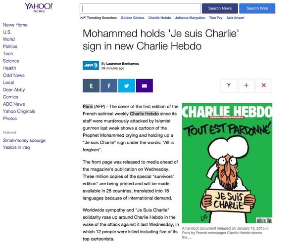 Ποια media δεν δημοσιεύουν το νέο εξώφυλλο του Charlie Hebdo