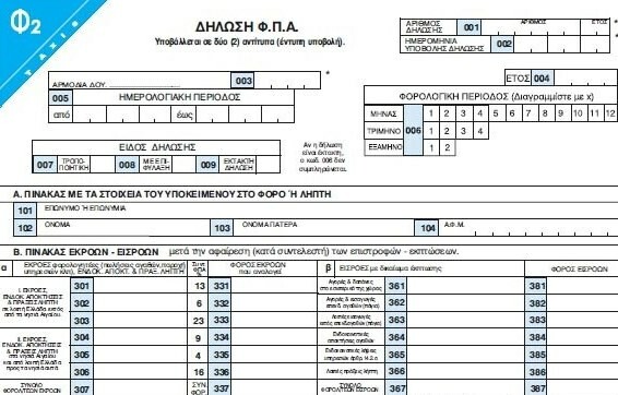 Αυτό είναι το νέο έντυπο δήλωσης ΦΠΑ