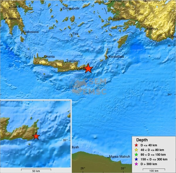 Ισχυρός σεισμός στην Κρήτη