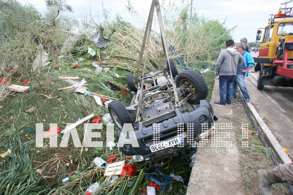 Μεγάλες καταστροφές από ανεμοστρόβιλο που "σάρωσε" την Ηλεία-Σήκωσε μέχρι και αυτοκίνητα, έσπασε τάφους