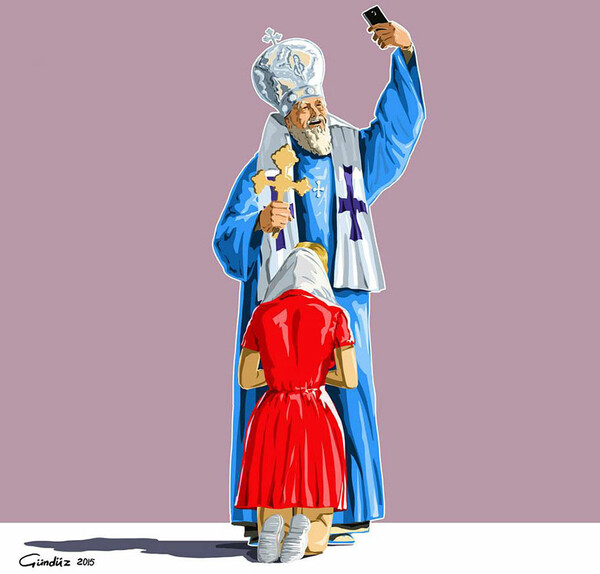 Holy Selfie: Σατιρικά Illustrations με θρησκευτικές φιγούρες που βγάζουν Selfies