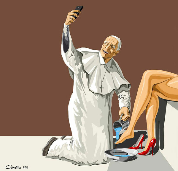 Holy Selfie: Σατιρικά Illustrations με θρησκευτικές φιγούρες που βγάζουν Selfies