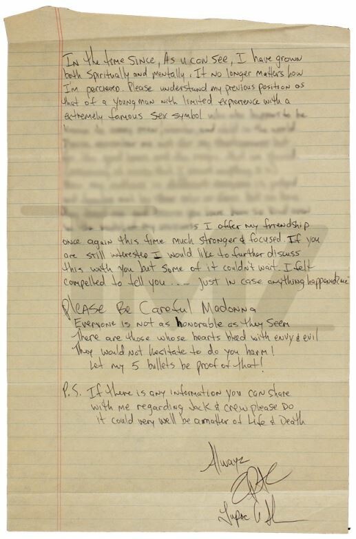 Το γράμμα του Tupac στη Madonna που εξηγεί πως τη χώρισε επειδή ήταν λευκή