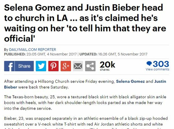 Justin Bieber και Selena Gomez είναι και πάλι ζευγάρι και πάνε όλη την ώρα στην εκκλησία