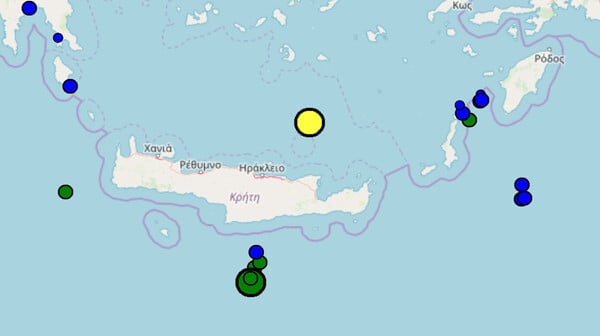 Σεισμός 4,8 Ρίχτερ βόρεια της Κρήτης