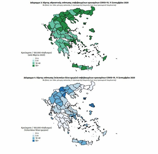 Κορωνοϊός: Στο «κόκκινο» τα κρούσματα στην Αττική, 158 σε 24 ώρες- Ο σημερινός «χάρτης»