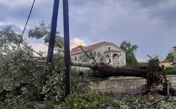 Καρδίτσα: Χαλάζι και ισχυροί άνεμοι - Έπεσαν δέντρα και σκεπές [ΕΙΚΟΝΕΣ & ΒΙΝΤΕΟ]