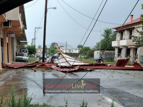 Καρδίτσα: Χαλάζι και ισχυροί άνεμοι - Έπεσαν δέντρα και σκεπές [ΕΙΚΟΝΕΣ & ΒΙΝΤΕΟ]