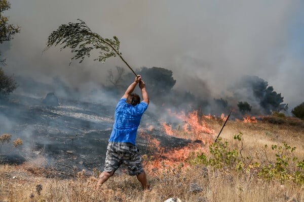 Μάχη με τις ανεξέλεγκτες πυρκαγιές σε Βίλια και Κερατέα - Κάηκαν σπίτια στον Άγιο Γεώργιο