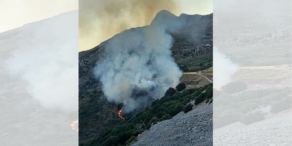 Σε εξέλιξη πυρκαγιά στο Οροπέδιο Λασιθίου - Χωρίς ρεύμα οι γύρω οικισμοί