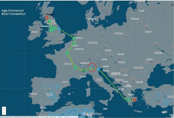 Ο ηθοποιός Άγης Εμανουήλ τρέχει για το κλίμα -Ξεκίνησε από την Αθήνα και πάει στη Γλασκώβη, θα διανύσει 2.421 χλμ