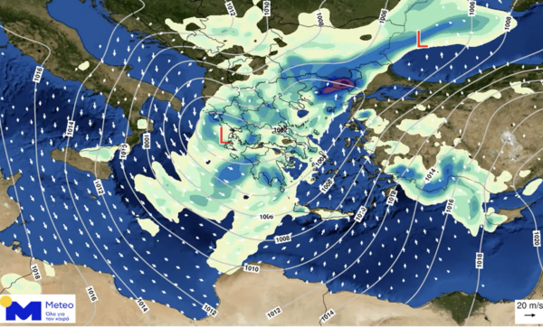 Meteo: Κατηγορίας 3 η Επικινδυνότητα Βροχόπτωσης στη νέα διήμερη κακοκαιρία