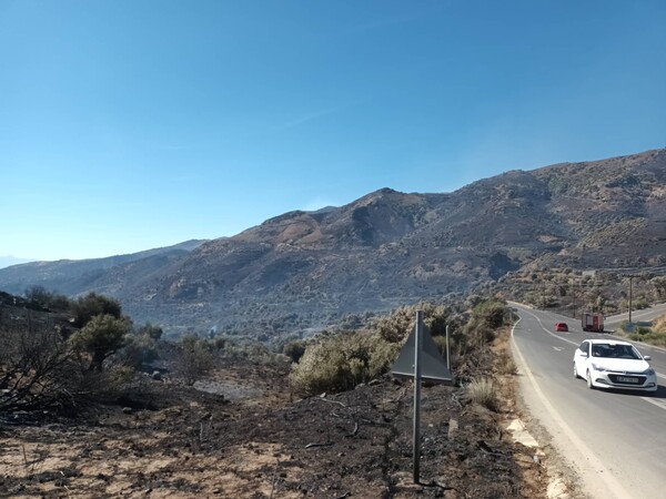 Χωρίς ενεργό μέτωπο η φωτιά στο Ρέθυμνο -Φόβος για αναζωπυρώσεις