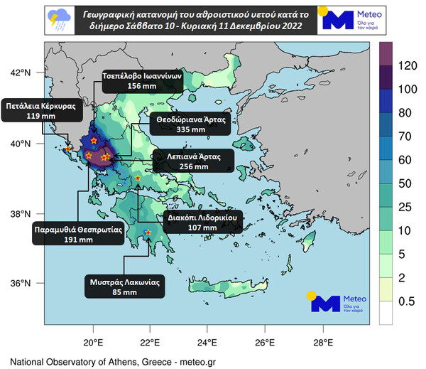 Κακοκαιρία Gaia: Ισχυρές βροχοπτώσεις το Σαββατοκύριακο - Πάνω από 300 χιλιοστά βροχής στα ορεινά της Ηπείρου