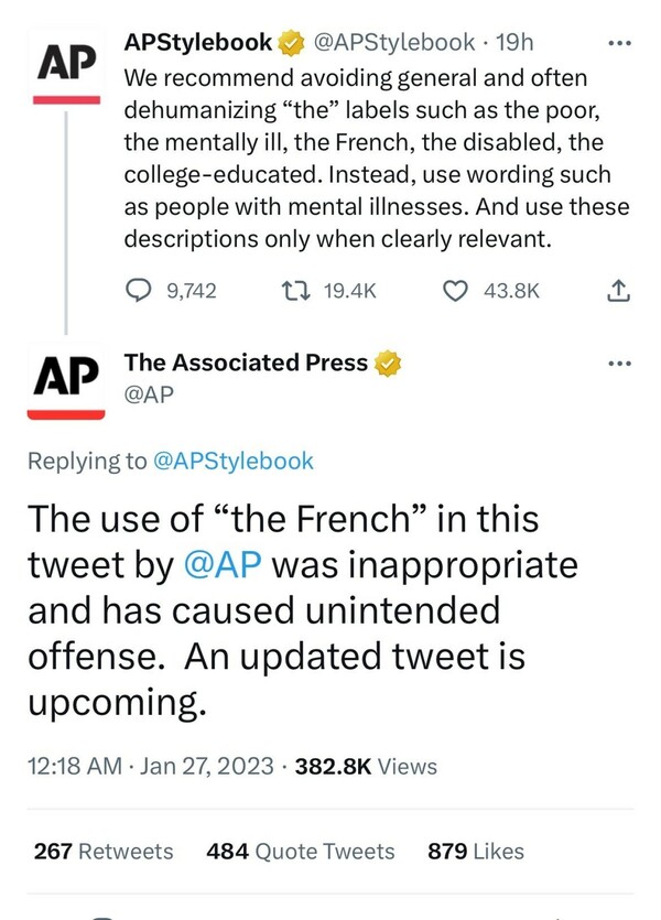 AP deletes ‘the French' tweet and apologises after it is widely mocked