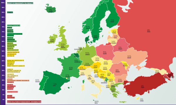 ILGA Europe – Χάρτης ΛΟΑΤΚΙ+ δικαιωμάτων για το 2023: Ανέβηκε 4 θέσεις η Ελλάδα 