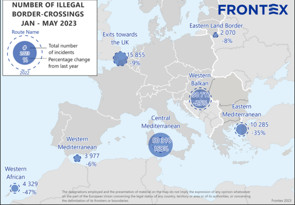 Frontex: Υπερδιπλασιάστηκε ο αριθμός των μεταναστών που διασχίζουν την κεντρική Μεσόγειο