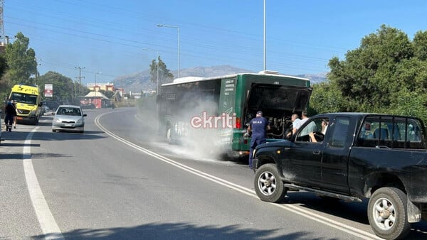 Ηράκλειο: Φωτιά σε αστικό λεωφορείο εν κινήσει