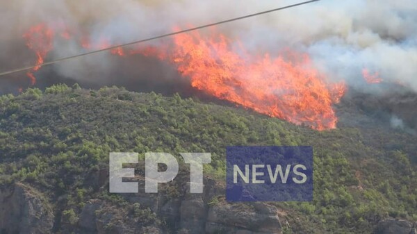 Φωτιά στο Δερβενάκι Αιγίου: Κοντά σε σπίτια- Έκλεισε η παλιά εθνική οδός