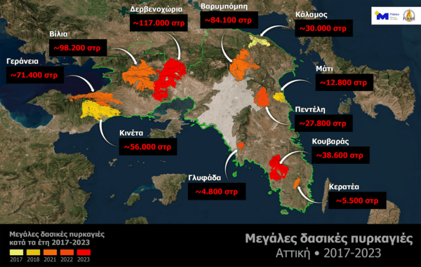 Πυρκαγιές:: Το 23% της Αττικής κάηκε τα 7 τελευταία χρόνια