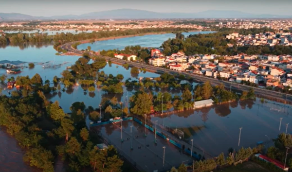 Η Λάρισα από ψηλά μετά την υπερχείλιση του Πηνειού