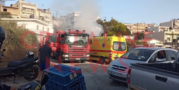 Ηράκλειο: Φωτιά σε αποθήκη στην περιοχή Κατσάμπας