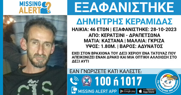 Missing alert για εξαφάνιση ενηλίκου