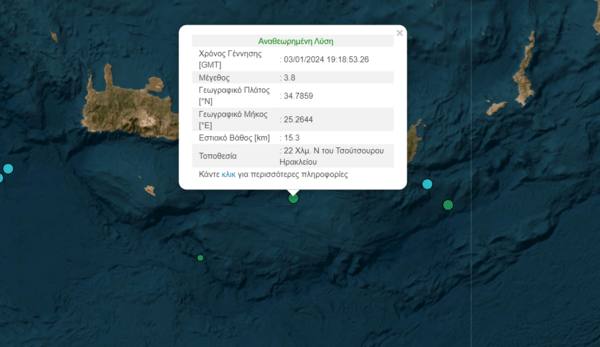 Σεισμός νότια του Ηρακλείου 