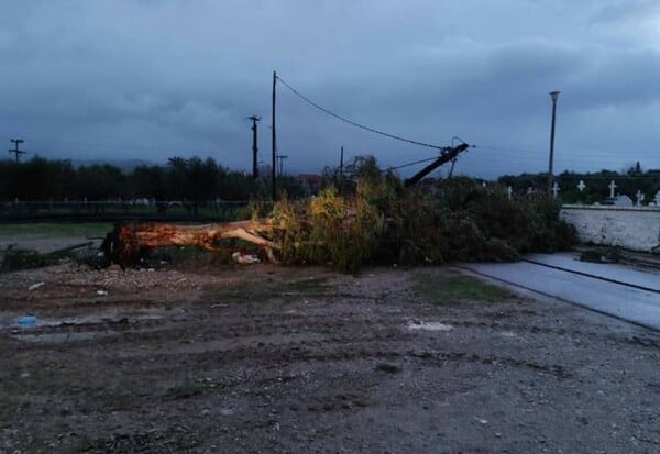 Ανεμοστρόβιλος προκάλεσε ζημιές και διακοπή ρεύματος στο Μεσολόγγι