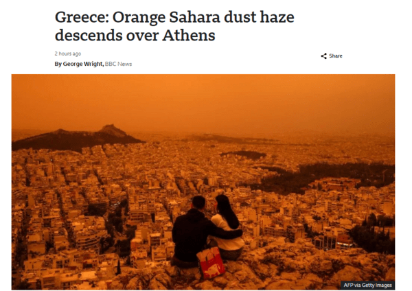 Αφρικανική σκόνη: «Τα μνημεία της Αθήνας θυμίζουν σκηνές από τον Άρη»- Τι γράφουν τα διεθνή ΜΜε